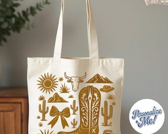 Personalized Bride Tote Bag, Western Cowgirl Era Wedding Gift, Rustic Coquette Totebag, Trendy Rodeo Bachelorette Must Have