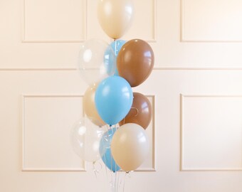 TEDDY KOLLEKTION - Latexballon Mix Blau-Braun, Erster Geburtstag, Set bestehend aus 10 Ballons