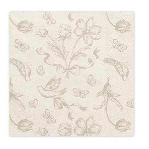 BEIGE BABY COLLECTION - Floral napkins, set of 12 napkins, birthday, first birthday, baby party, baby shower