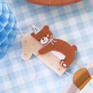 COLLEZIONE TEDDY - Candela numero orsacchiotto, numero 1, primo compleanno, candela di compleanno