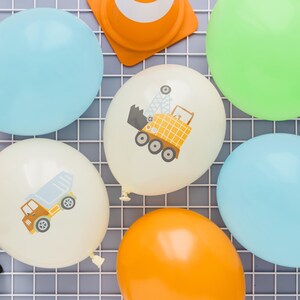 BAUSTELLEN KOLLEKTION - Latex Ballons, Bagger, Baufahrzeuge, Geburtstag, Set bestehend aus 6 Ballons