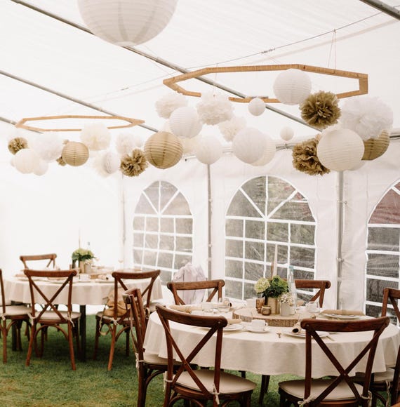 LAMPIONS WEIß - 30 STÜCK - Papierlaterne, hängende Dekoration, Hochzeit etc., verschiedene Größen