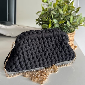 Crochet clutch cloud bag pattern, covered frame bag, crochet pattern, PDF download, crochet tutorial for beginners, summer bag, makeup bag