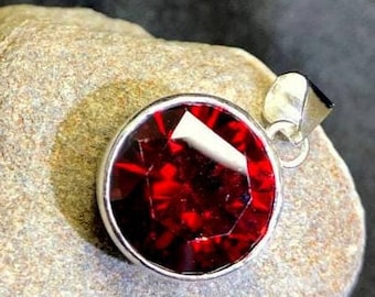 925 Sterling Silver Ruby Pendant - Elegant Handmade Necklace Charm - Gift For Her - Antique Vintage Jewelry