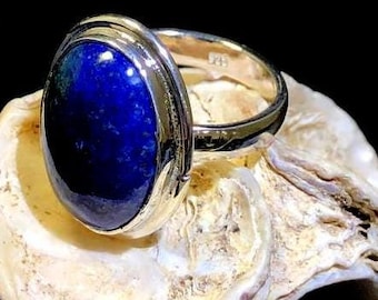 925k Sterling Silver Lapis Lazuli Gemstone Ring – Vintage Ring Elegant, Spiritual Jewelry, Gift for Her
