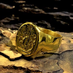 Intaglio Roman Coin Sterling Silver Ring - 24k Gold Over Coin Ring - Gold Vermeil Ring - Gold Ring - Ancient Coin Ring - Men Signet Ring