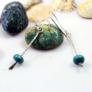 925k Sterling Silver Turquoise Drop Vintage Earrings  – Elegant Boho Jewelry -  Turquoise Antique Earrings - Gift For Her