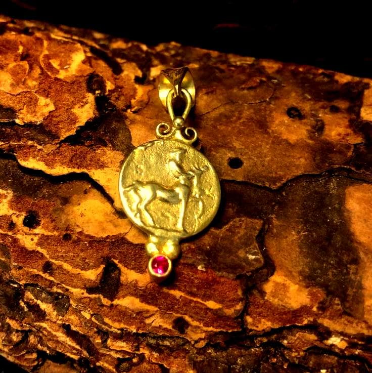 925K Sterling Silver Roman Coin Intaglio Centaur Vintage Pendant , Greek Mythology Pendant - Antique Pendant - Centaur Pendant  Gift For Her