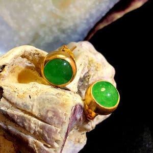 925 Sterling Silber Jade Ohrstecker | Echter Jade Edelstein, klassischer Alltagsschmuck, eleganter Edelstein - Geschenk für sie