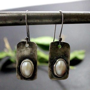 925k Sterling Silver Pearl Drop Earrings  – Vintage Earrings Elegant Boho Jewelry -  Pearl Earrings - Gift For Her