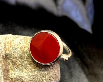 925k Sterling Silver Carnelian Ring – Vintage Ring Elegant, Spiritual Jewelry, Gift for Her - Carnelian Ring - Gemstone Ring