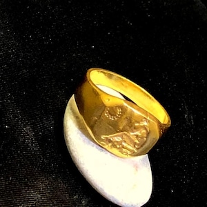 Intaglio Roman Coin Sterling Silver Ring - Vintage Ring - Gold Vermeil Ring - Gold Ring - Ancient Coin Ring - Men Signet Ring