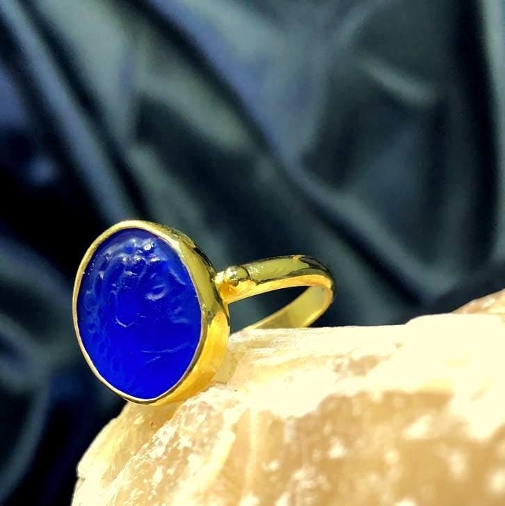 925K Sterling Silver Intaglio Ancient Greek Woman Authentic Vintage Ring _ Aphrodite Greek Mythology Intaglio Ring- Gift For Her
