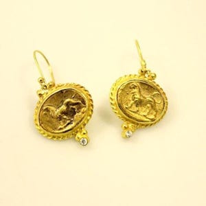 Antike römische, griechische und ägyptische Münzlöwe Ohrringe - 925 Sterling Silber Leon Ohrringe Geschenk für sie