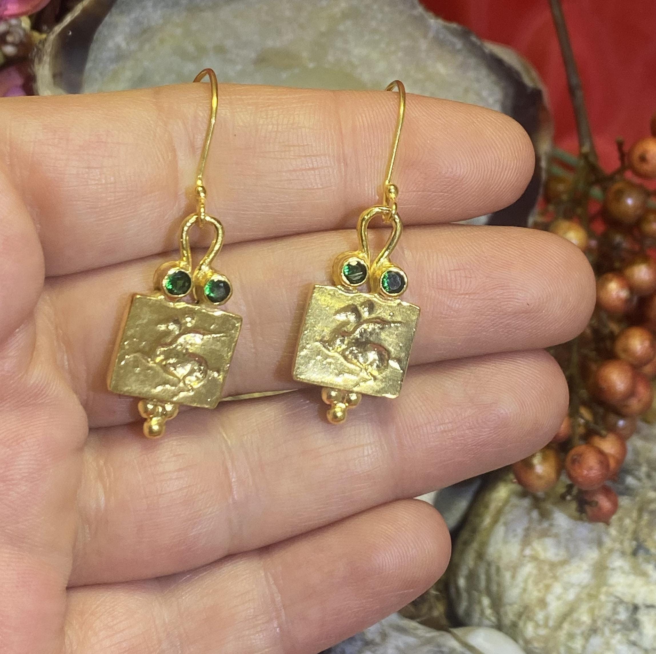 Ancient Roman, Greek, and Egyptian Coin Pegasus Dangle Earrings - 925 Sterling Silver
