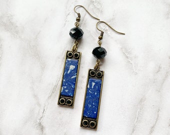 Lapis Earrings | Lapis Dangle Earrings | Gemstone Earrings | Gemstone Jewelry | Lapis Lazuli Earrings |Blue Gemstone Earrings |Drop Earrings