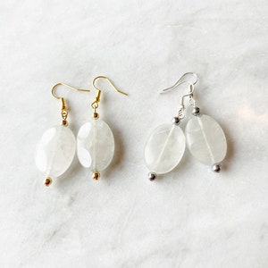 Quartz Crystal Earrings. Gemstone Earrings. Silver Quartz Earrings. Gold Quartz Jewelry. Minimal Quartz Earrings. Gemstone Jewelry.