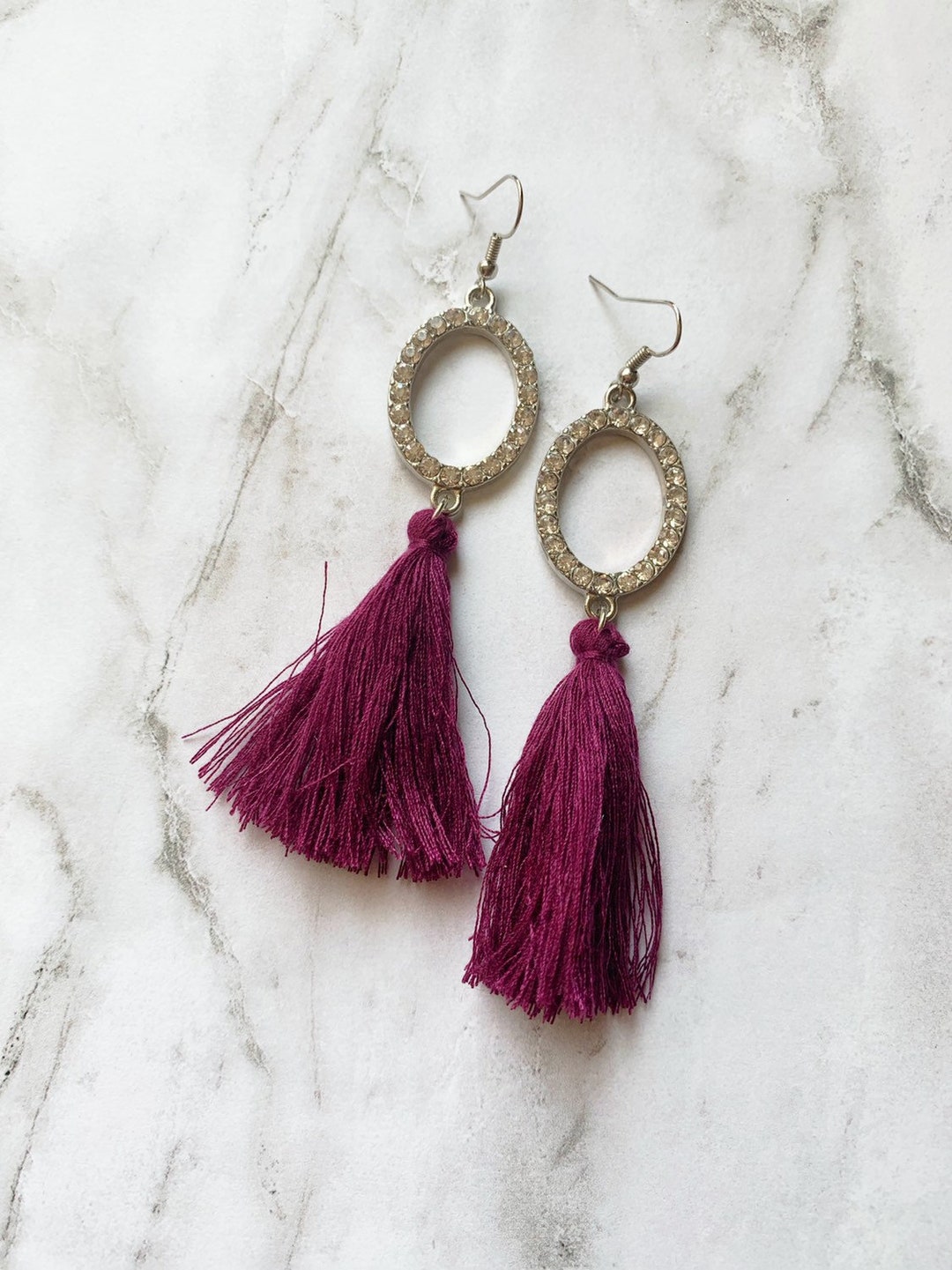 Rhinestone Earrings. Tassel Earrings. Rhinestone Tassel Earrings ...