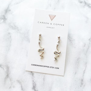 Snake Stud Earrings. Dangling Snake Earrings. Serpent Earrings. Silver Snake Jewelry. Minimalist Snake Earrings. Animal Earrings.