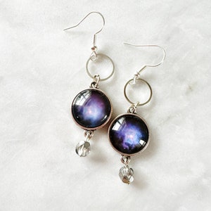 Silver Galaxy Earrings. Galaxy Jewelry. Celestial Earrings. Galaxy Earrings. Milky Way Galaxy Jewelry. Space Jewelry. Celestial Jewelry.