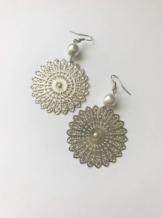 Pearl Earrings Chandelier Jewelry Silver Image 0