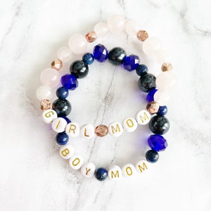 Girl Mom Bracelet. Boy Mom Bracelet. Beaded Mom Bracelet. Baby Shower Gift. Gift for Mom to be. Mom of Boys Jewelry. Mom of Girls Jewelry