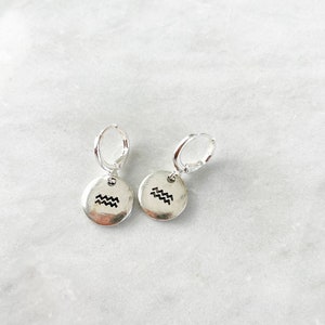 Zodiac Stud Earrings. Zodiac Sign Earrings. Minimal Zodiac Jewelry. Astrology Themed Earrings. Zodiac Huggie Earrings.Silver Zodiac Earrings