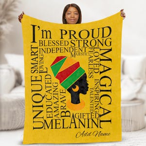Black Woman Blanket, Strong Women Throw, Custom Afro Woman Blanket, Afro Word Throw, Black History Blanket, Black Girl Magic, Birthday Gift