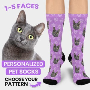 Custom Cat Face Socks Personalized Cat Christmas Gift Pet Socks Customized Cute Cat Face Socks Pet Photo Socks Funny Socks Pet Lover Gifts