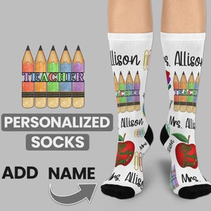 Personalized Teacher Socks, Best Teacher Ever Socks, Custom School Socks, Cute Teacher Name Socks, Thank You Gift, Birthday Gift