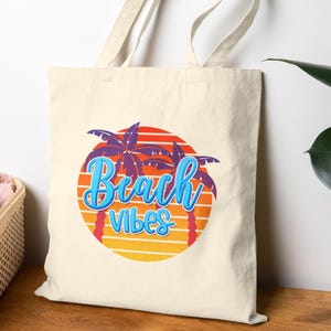 Beach Vibes Tote Bag, Retro Summer Tote Bag, Tropical Bag, Sunshine Tote, Retro Bag, Vacation Tote Bag, Retro Lover Gift, Birthday Gift