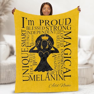 Black Queen Blanket, Strong Women Blanket, Custom Afro Woman Blanket, Afro Word Throw, Black Woman Blanket, Black Girl Magic, Birthday Gift