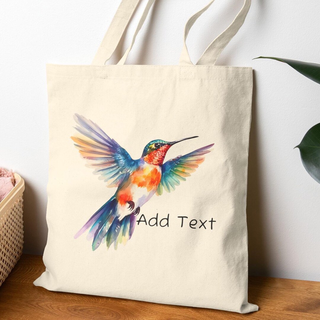 Hummingbird Tote Bag, Custom Animal Print Bag, Colorful Hummingbird Bag ...