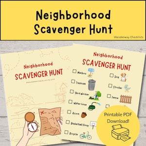 Neighborhood Scavenger Hunt: Printable Outdoor Activity for Kids (PDF Download)