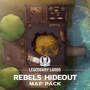 DnD Map Rebel Hideout | 6 Variations, 22x22, RPG Maps, DnD Battlemaps, Roll20, VTT, Dungeon Master Gift, Dungeons and Dragons Map