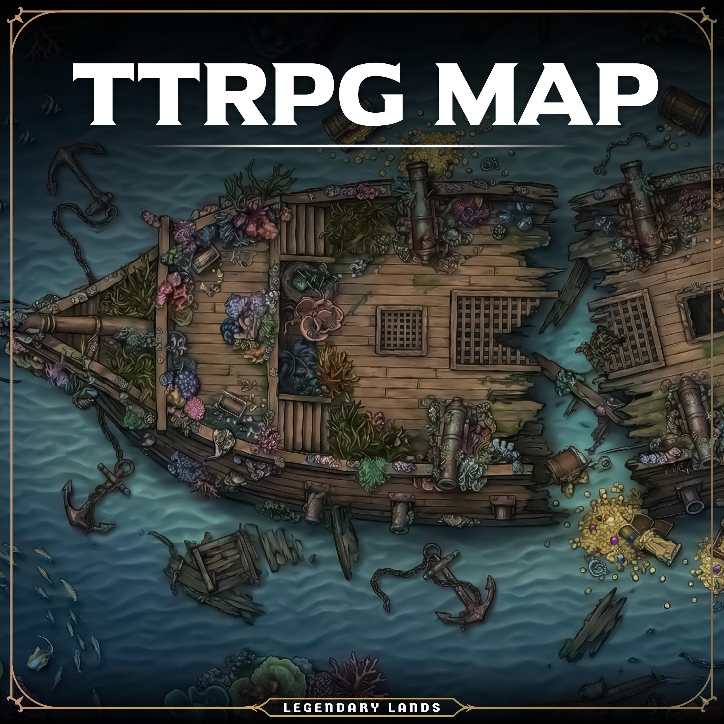 Underwater Shipwreck Battlemap | TTRPG Map Compatible With Dungeons and ...