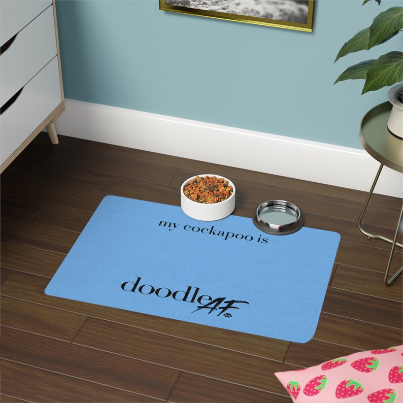 Pet Food Mat, Cockapoo Cool Attitude and Swag Doodle Dog Design ...