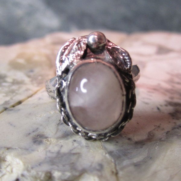 Western Sterling Silver Rose Quartz Ring - Size 5 - MAJOR PRICE REDUCTION