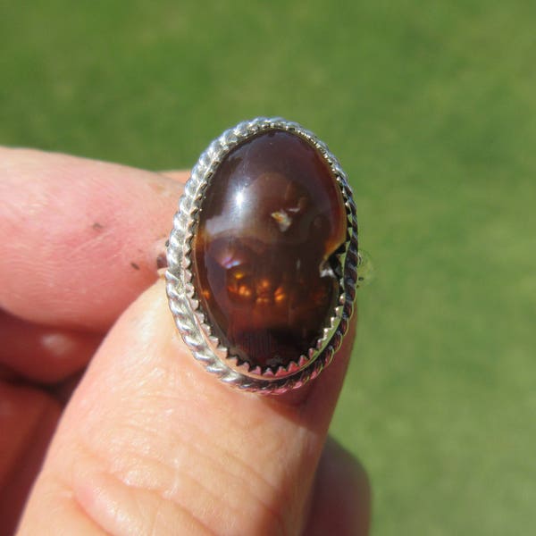 PULSATING PURPLE PASSION - Sterling Silver Mexican Fire Agate Ring - Purple Fire - Size 8 3/4 - Free Resizing