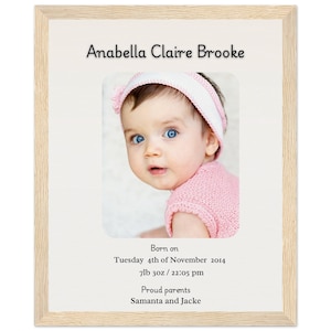 Newborn Personalised Birth Details & Photo Print - Baby Gift New Parents Mum Dad Keepsake Birthday Pregnancy,baby phoro frame,birthday gift