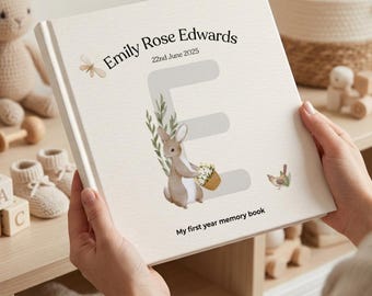 Libro de recuerdos personalizado para bebés: Diario del primer año, álbum de fotos