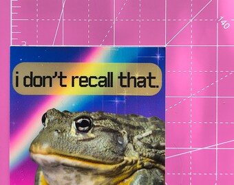 Big Vinyl Frog Sticker, I Don't Recall