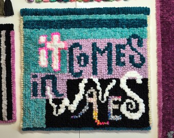 Hand Tufted Wall Hanging, Ocean Waves