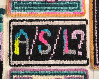 Hand Tufted Wall Hanging, AIM Lingo