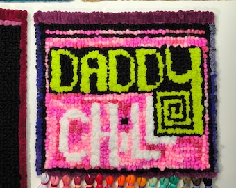 Hand Tufted Wall Hanging with Tassels, Daddy Chill