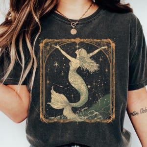 Vintage Meerjungfrau Astrologie PNG, Die Meerjungfrau Tarot Karte PNG, Meerjungfrau Sirene Sublimationsdesign, Witchy Ocean Beach PNG Datei, digitaler Download