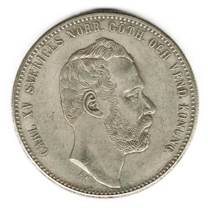 1862 Sweden 4 Riksdaler Riksmynt - Carl XV - copy of coin