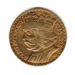 1925 Polonia 20 Zlotych Boleslaw Chrobry - copia della moneta
