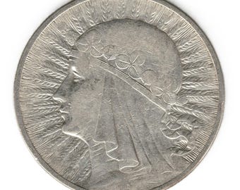 1933年ポーランド ヤドヴィガ女王 5ズロチ銀貨 極美品❗️ ポーランド 1933 5ズロティ銀貨 ヤドヴィガ女王