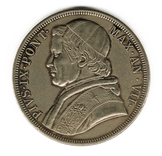 1848年 イタリア - 教皇領 - バチカン スクード - ピウス9世 - コイン